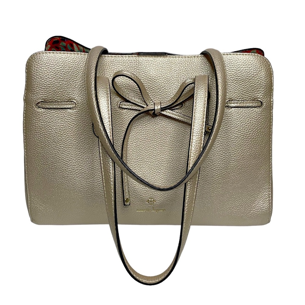 NEW Women’s Nanette Lepore Shiny Gold Top Handle Faux Leather Shoulder Bag Purse